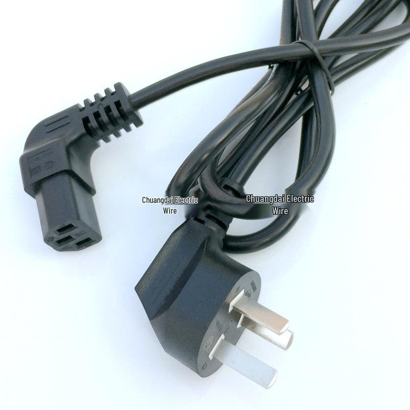 T-Shaped L-90° Hoe C13 Power Cord with National Standard Three-Pin Elbows and Plum Blossom Tail