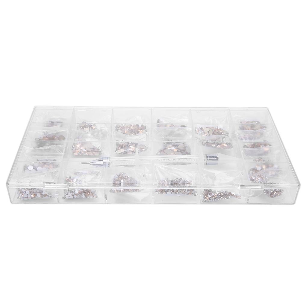 600+2500pcs DIY Nail Art Decoration Glass Stone Flatback Picker Dotting Pen Set for Salon