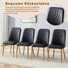 Two Black Faux Leather Dining Chairs, Modern Minimalist Design, Widened Seat, Backrest, Non-Slip Metal Feet, for Dining Room and Kitchen.