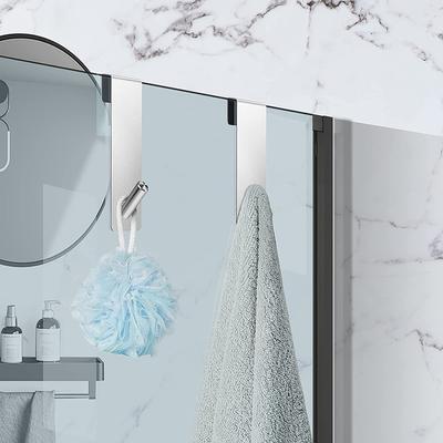 Bathroom Shower Door Hook Over Glass Door Shower Towel Rack Stainless Steel Drilling Free Towel Holder Hanger