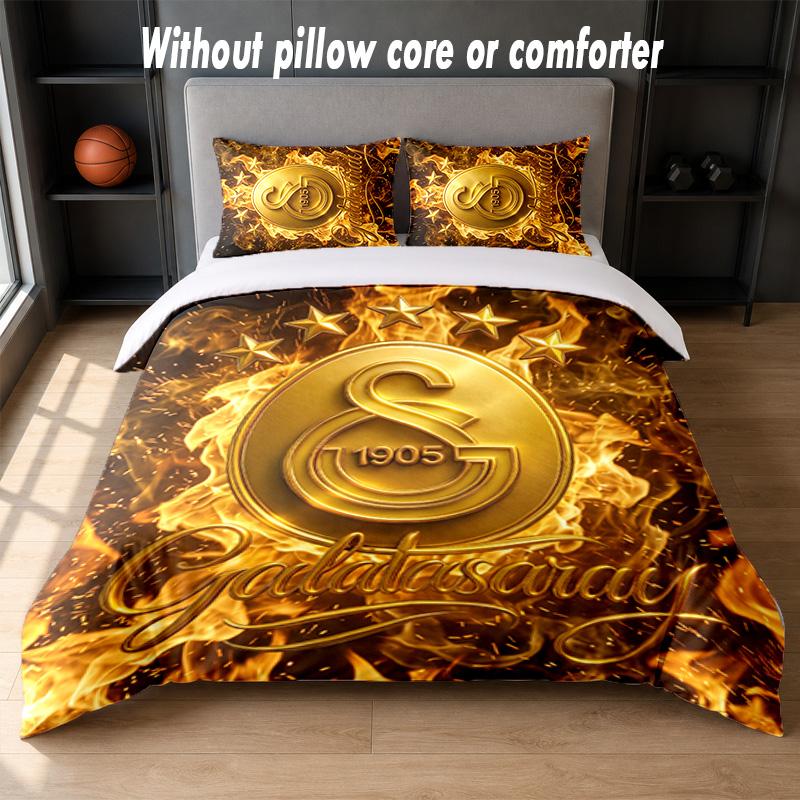 Set Biancheria da Letto Design Galatasaray FC 1 Copripiumino + 2 Federe Morbido Traspirante Biancheria da Letto per la Casa