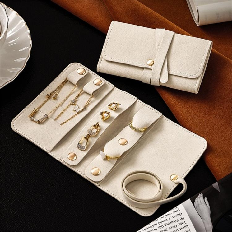 Jewelry Organizer Roll Premium Leather Multi Compartment Storage For Earrings Necklaces Rings Travel  Foldable Case