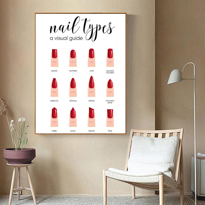 Fashion Makeup Polish Nail Types Illustration Nordic Print Posters Canvas Painting Wall Art Pictures For Bedroom Store Decor