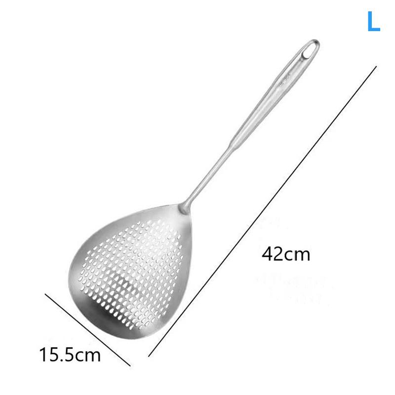 1Pcs Large Durable Stainless Steel Colander Skimmer Spoon Heavy Duty Food Strainer Spoon For Frying & Cooking Kitchen Utensils
