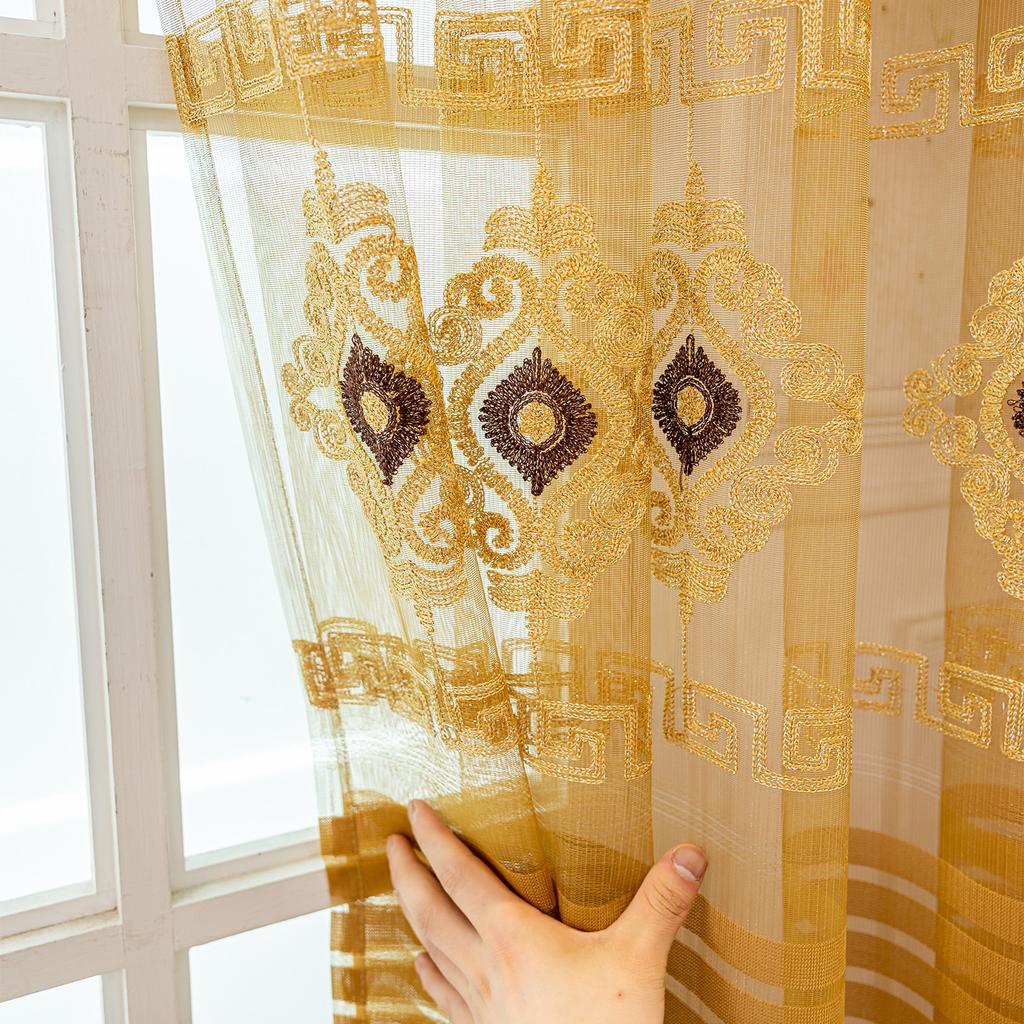Floral Jacquard Gauze Curtains | Semi-Sheer Light Filtering for Bedroom Living Room Balcony, All-Season Elegant Home Decor