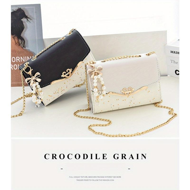 Festive Mini Shoulder Bag with Sparkling Details - PU Material, Lightweight, Adjustable Strap, and Magnetic Closure