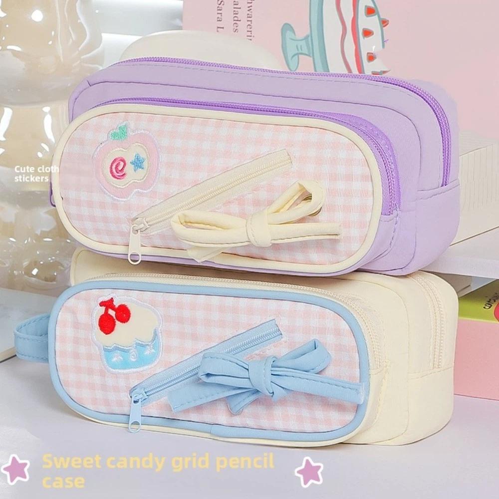 Embroidery Korean Fruit Pencil Case Handheld Pencil Pouch Ins Style Fashion Pen Bag  Student