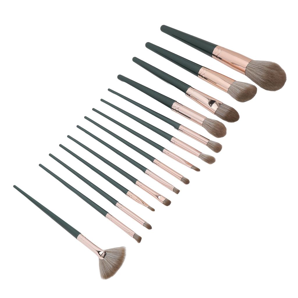 Set 14 Pennelli Trucco Polvere Correttore Fard Ombretti Blush con Verde St