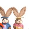 1 Pair Artificial Woven Figures Animal Model Sculpture Standing Statue Doll for Office Easter