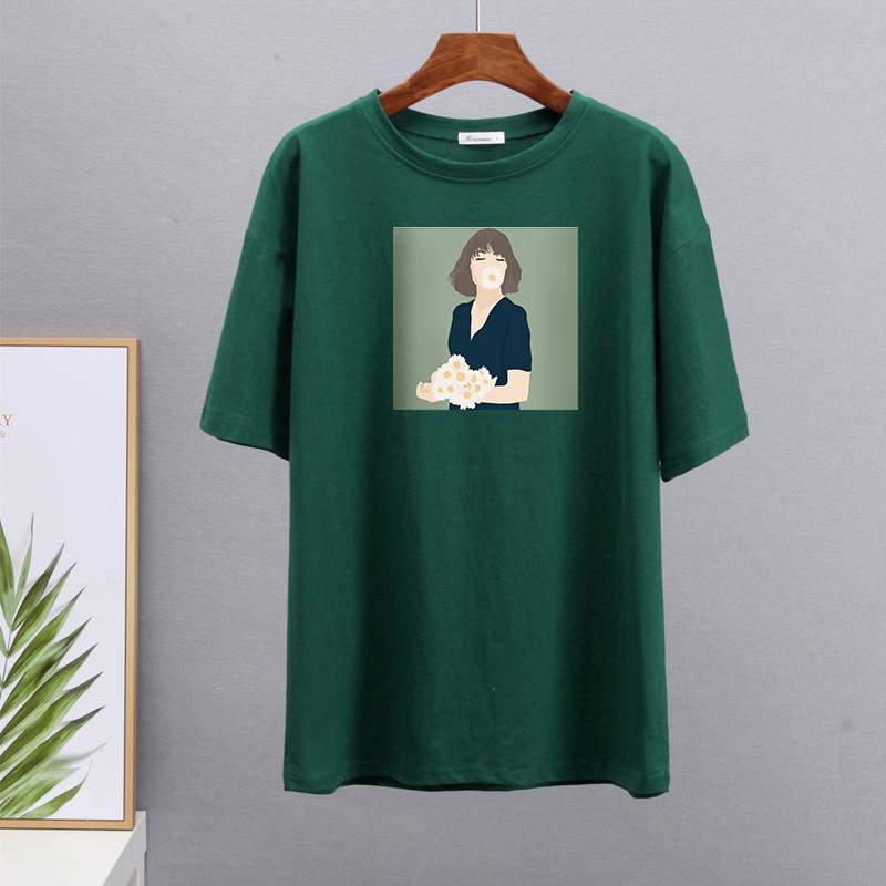 Hirsionsan Kawaii z nadrukiem T Shirt kobiety lato eleganckie podstawowe luźne ubrania estetyczne Harajuku koszulki z nadrukami kobieta Casual bawełniany top