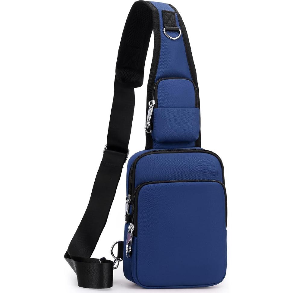 Anti-Theft Sling Bag, Crossbody Bag with Zipper Lockable & RFID Blocking