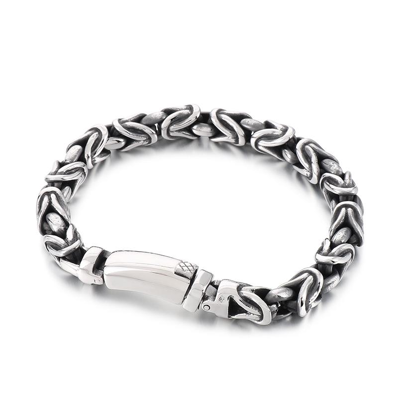 

8mm Gothic Stainless Steel Thick Bracelet Necklace for Men Punk Handmade Trend Vintage Gold Color Biker Party Jewelry Gift Bracelet-19cm
