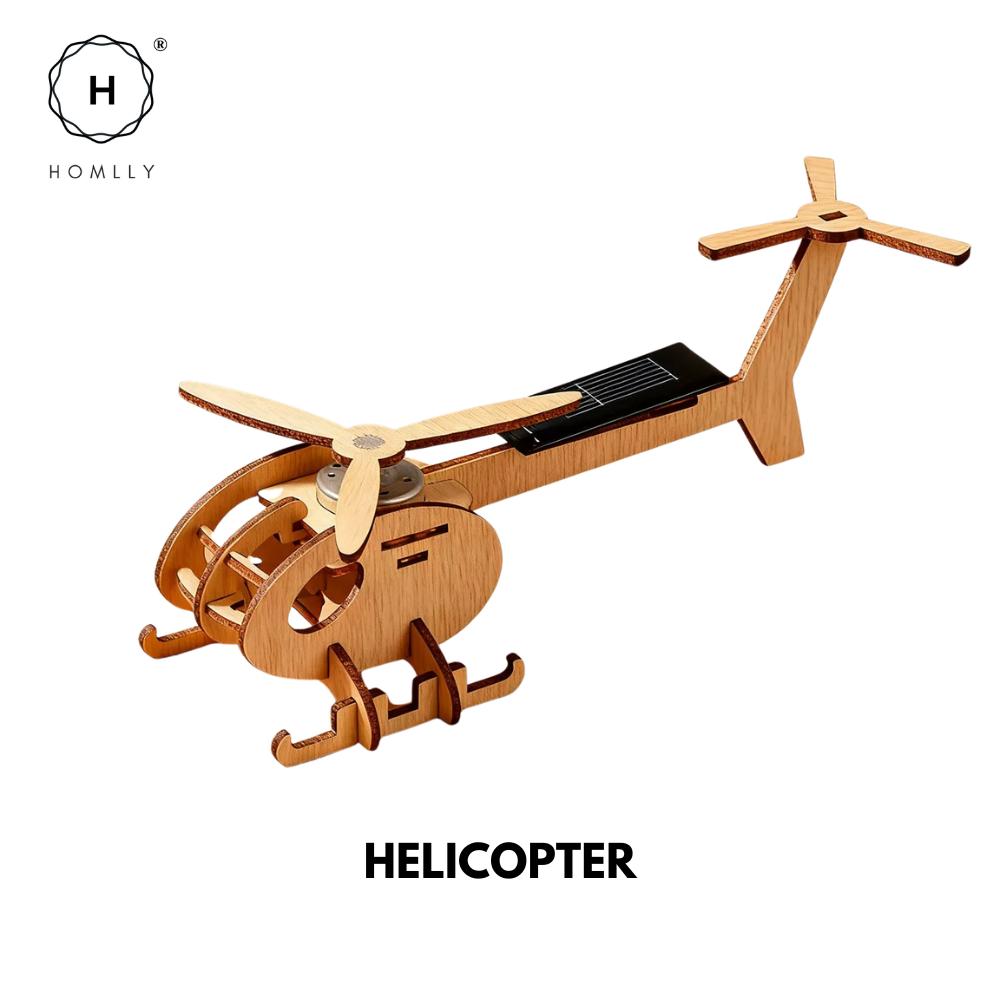 Homlly DIY Educational Stem Wooden Assembly Drone Car Lamp Model Kit HELICOPTER