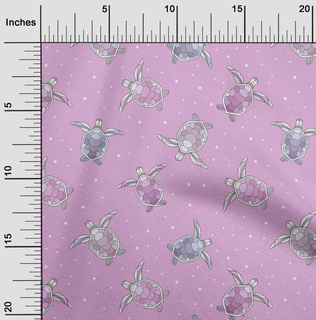 oneOone Cotton Poplin Dusty Purple Fabric Ocean Turtles With Dot Dress Material Fabric Print Fabric By The Yard 42 Inch