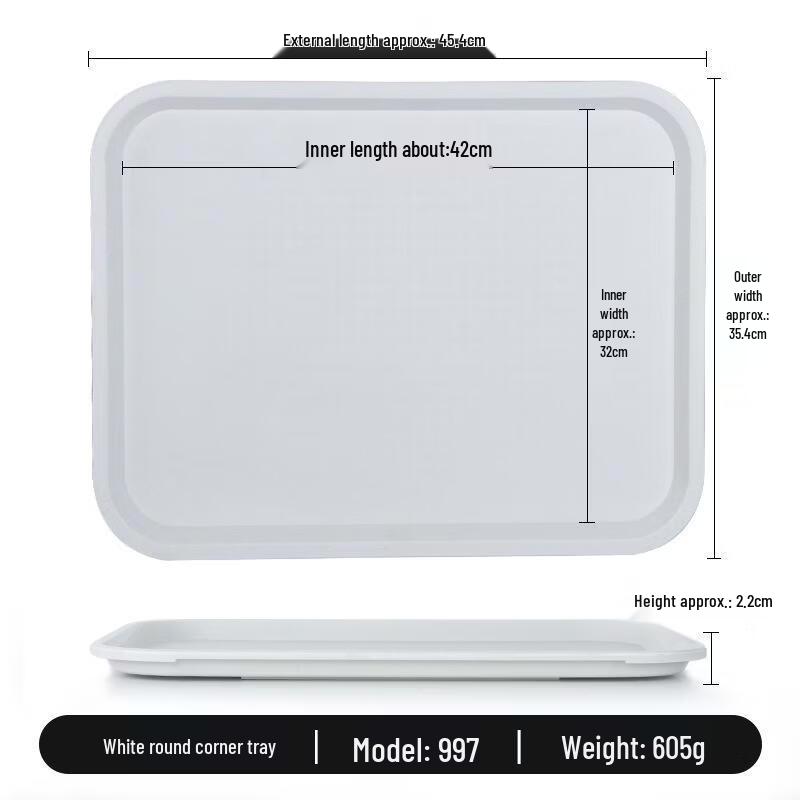 ROYUGO Large Round Corner Plastic Serving Tray