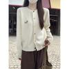 Lazy wind knitted cardigan women's soft waxy embroidered sweater autumn and winter niche button-up jacket fashionable versatile long-sleeved top