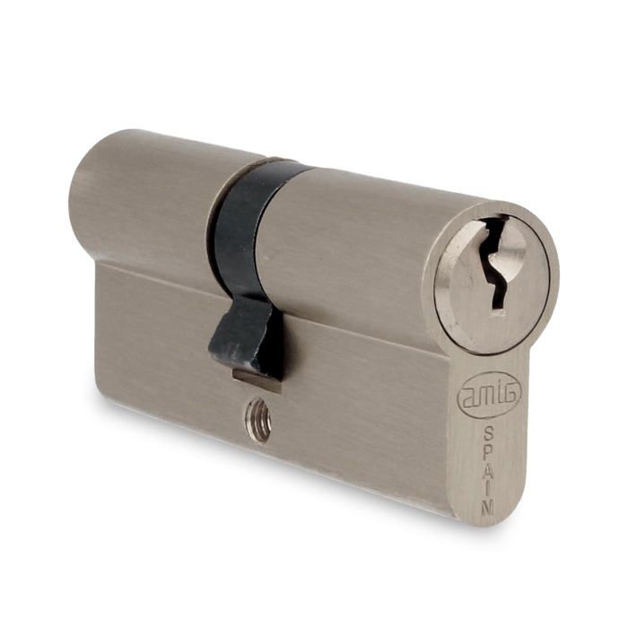 Cylindre de serrure - AMIG 9460 - Laiton - Chromé mat - 5 goupilles - 3 clés incluses