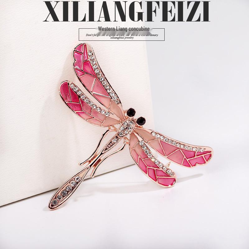 Enamel Dragonfly Brooch with Rhinestones - Korean Style Insect Pin for Clothing Accessories