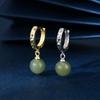 Boucles d'oreilles pendantes en argent sterling 925 et jade Hetian pour femmes – Design de mode facetté, cadeau parfait
