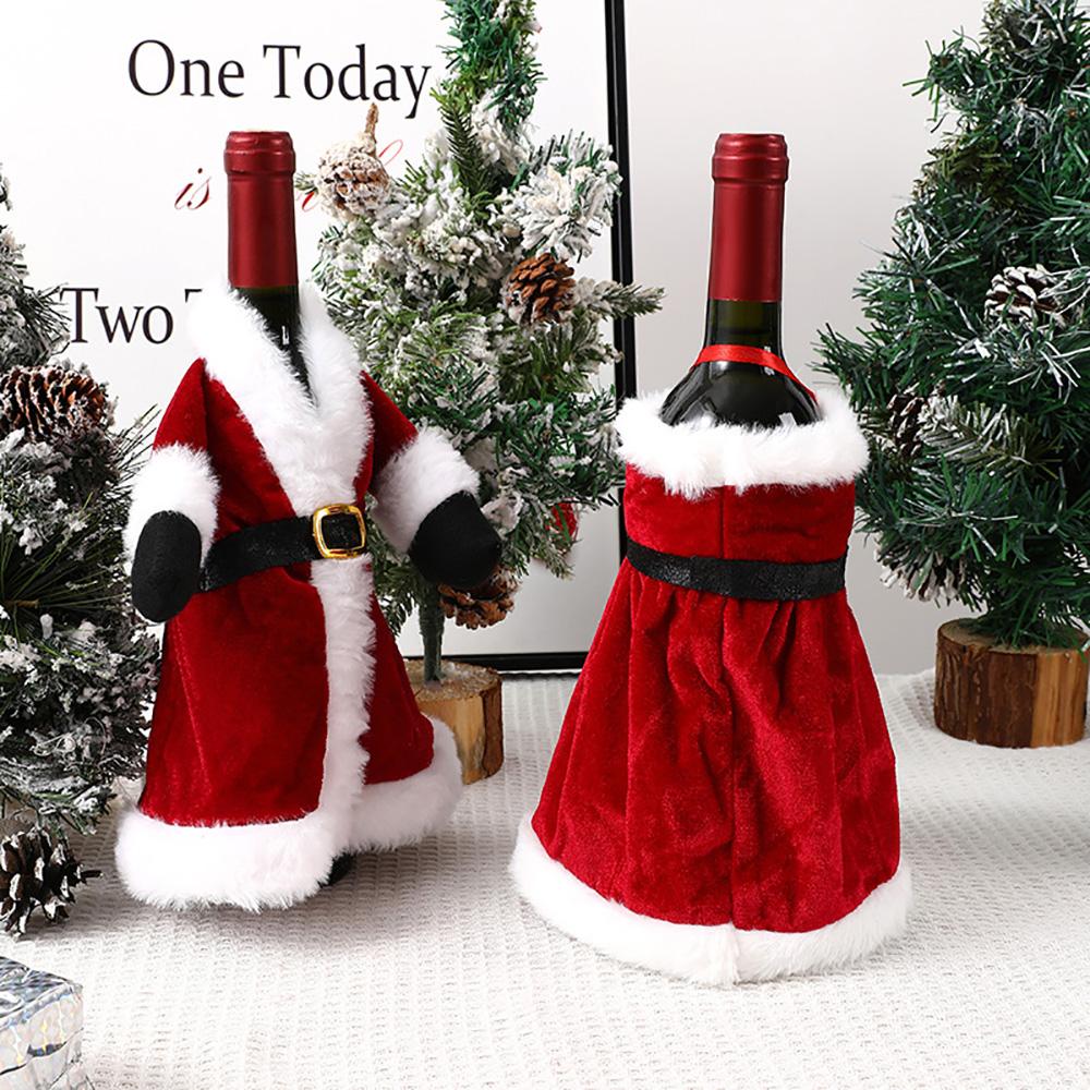 Runtowo 1pcs Christmas Creative Dress and Skirt Design Wine Bottle Cover for Wine Bottle New Year Table Decoration
