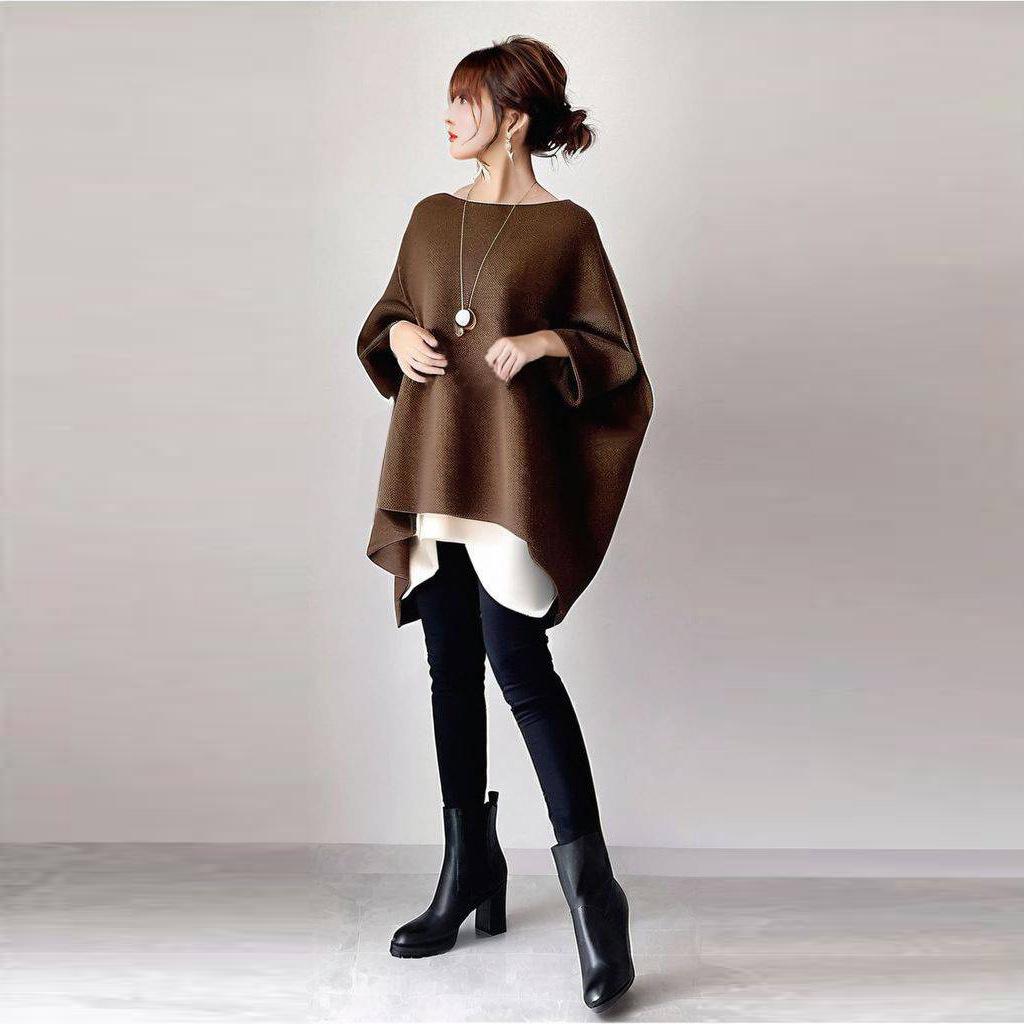 2024 Autumn Japanese-Style Round Neck Batwing Sleeve Top - In Stock