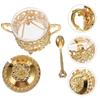 Jar Sugar Candy Bowl Container Condiment Storage Pot Salt Vintage Seasoning Box Gold Decorative Dish Pepper Lid Spoon Tea