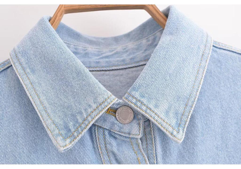 Plus-size Retro Lapel Long Sleeve High-Quality Denim Shirt Jacket for Women