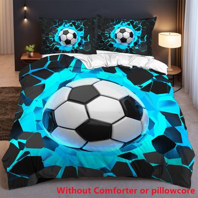 Fashion Cartoon Football Print Quilt Cover Set Soccer Ball Pattern Sports Theme Bedding Cover Colorful Style Duvet Cover Sets