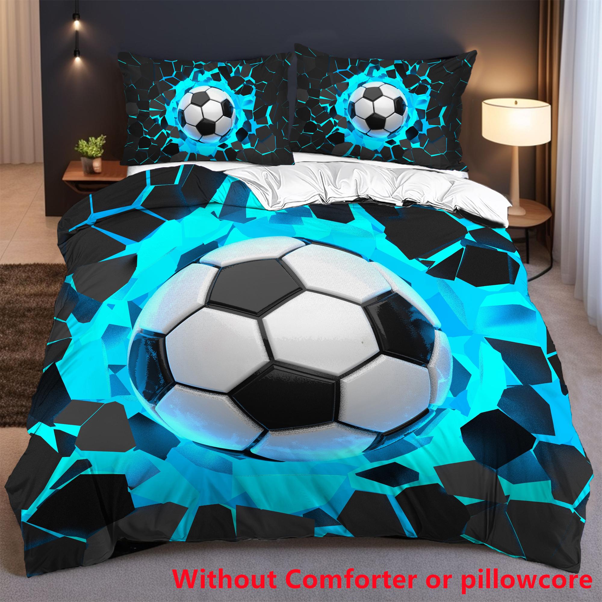 

Fashion Cartoon Football Print Quilt Cover Set Soccer Ball Pattern Sports Theme Bedding Cover Colorful Style Duvet Cover Sets 135x200cm 2pcs