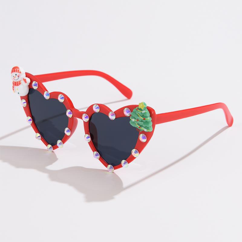 New Year Christmas Sunglasses Love Shaped Female Heart Sun Glasses Cartoon Christmas Tree Party Eyeglasses
