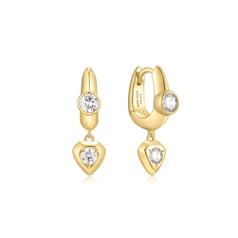 Ania Haie Gold U-Shaped Shield Drop Hunger Hoop 925 Silver Earrings E067-07G