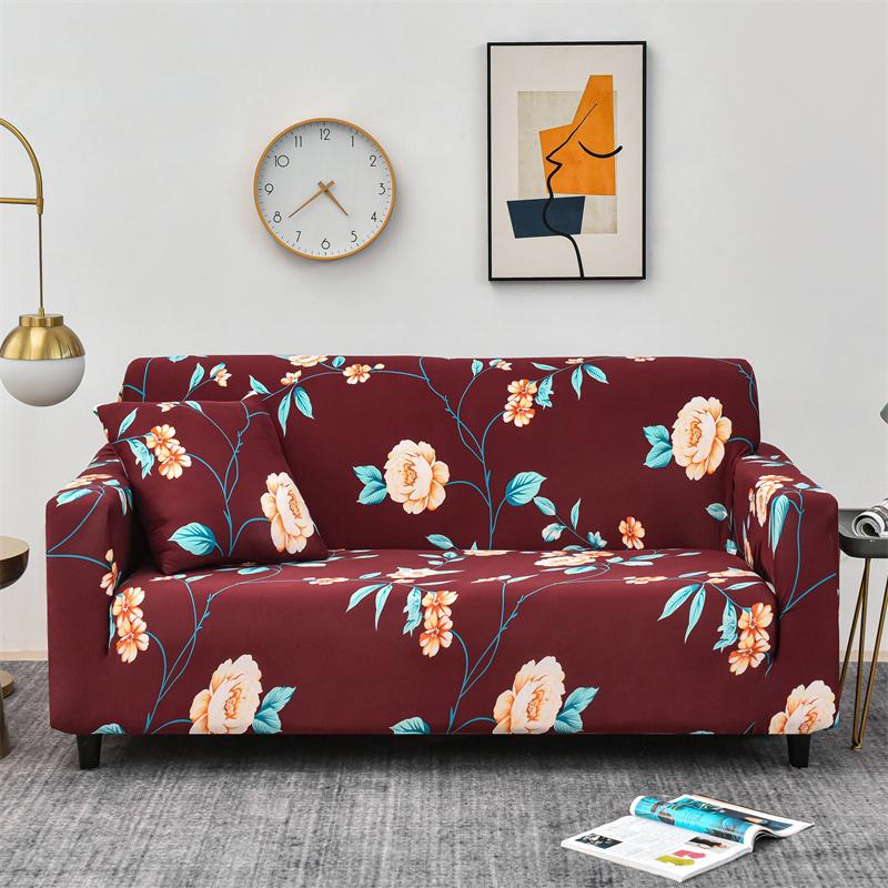 Floral Printing Elastic Slipcovers Stretch Sofa Covers For Living Room Corner Couch Cover Sectional Armchair Cover 1/2/3/4 Seat