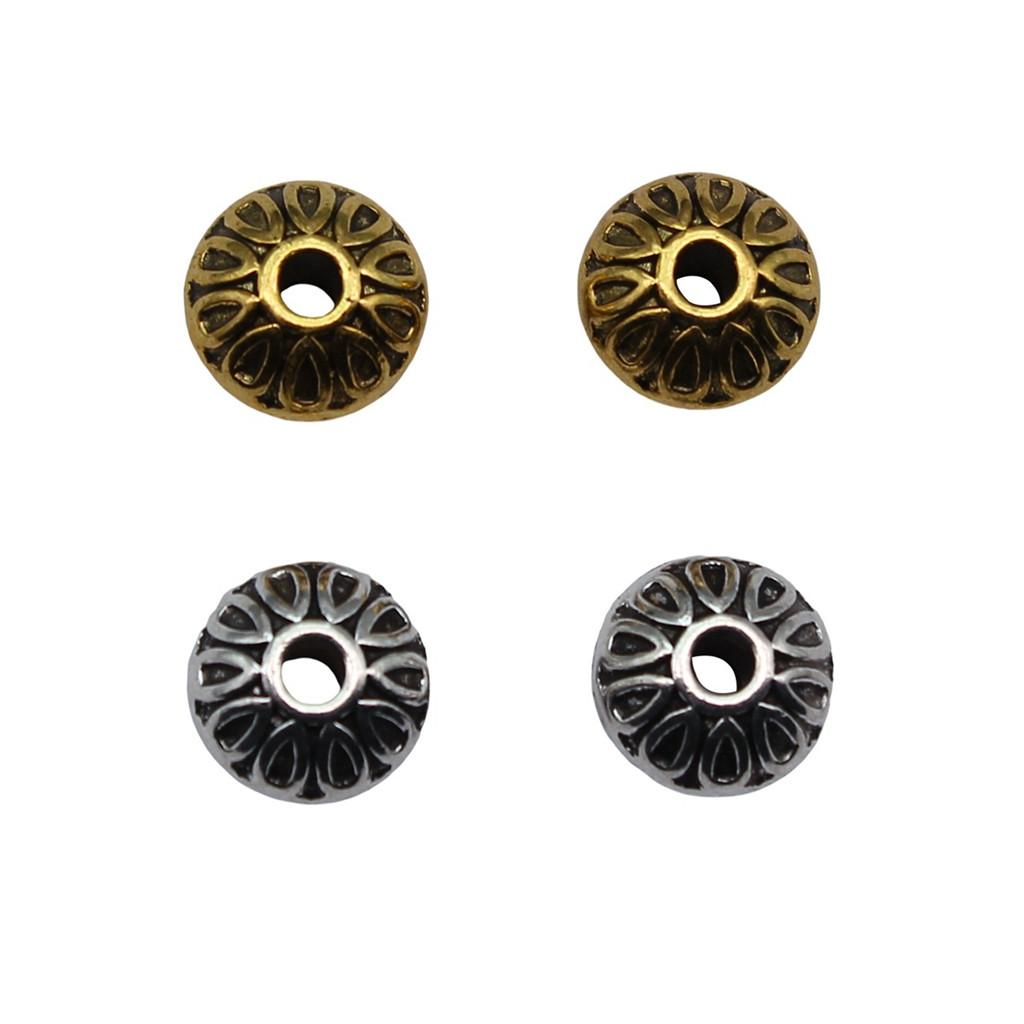 Floral Edge Spacer Beads Ornate Metal Small Hole Charms For Bohemian Beading Supplies