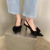 Women's Korean-Style Summer High Heel Sandals with Bowknot, Pointed Toe, Shallow Mouth, Back Strap, and Stiletto Heels