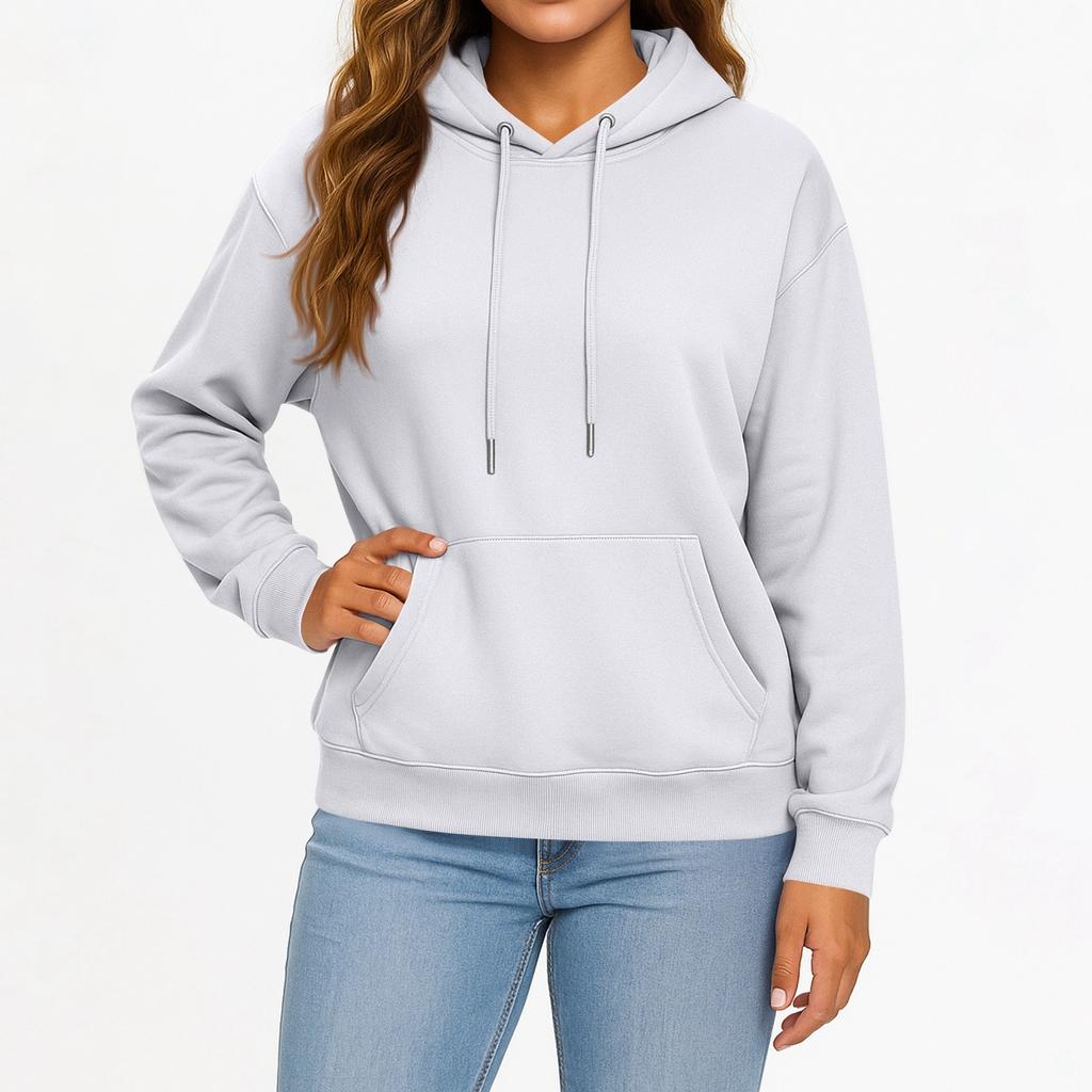 Women's And Men's Fashion Solid Color Long Sleeved Hooded Pullover With Pockets Casual Adult Sweatshirt Top