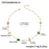 18K Gold-Plated Stainless Steel Jewelry Set: Bead Chain Necklace & Earrings with Oval Bezel Faceted Glass Stone.