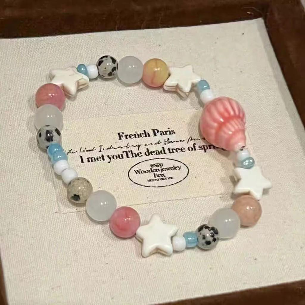 Chic Fresh And Ceramic Star Conch Beaded Bracelet Womens Summer Fashion Accessory