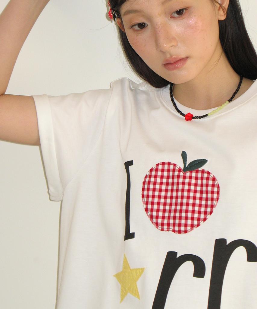 RONRON I Rr Applique Basic Fit T Shirt White