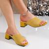Women Sandals 2025 New Luxury Outdoor Casual Women Shoes Open Toe Soft High Heels Slides Women Mules Big Size Sandals