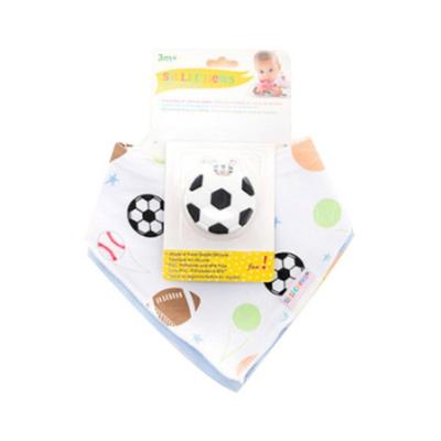 Silichu Scarf Bib + Teether Set 1170, Nipple (3 Months or More), Soccer Ball, Korean Baby Products