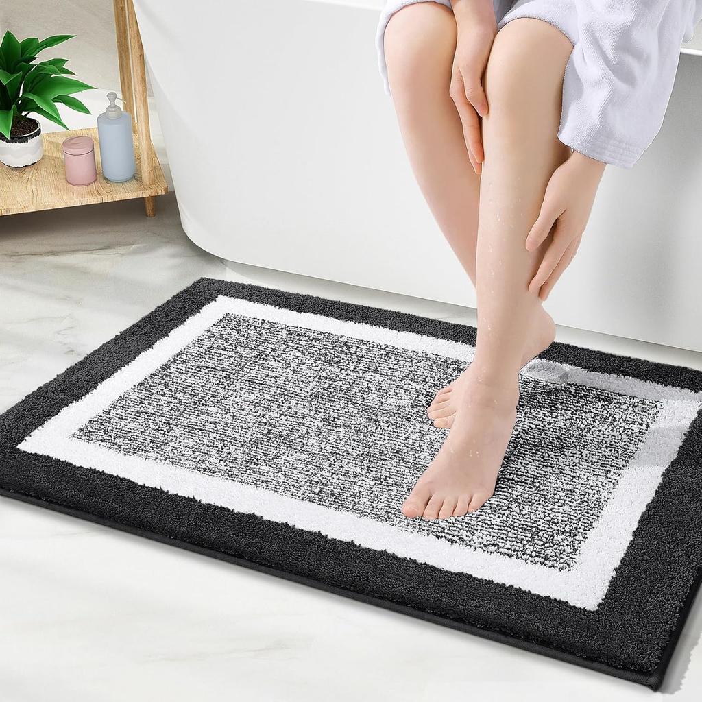 Microfiber Shaggy Absorbent Bath Mat Soft Bathroom Mat Non Slip Machine Washable Bathroom Rug Shower Mat Quick Dry Floor Mats