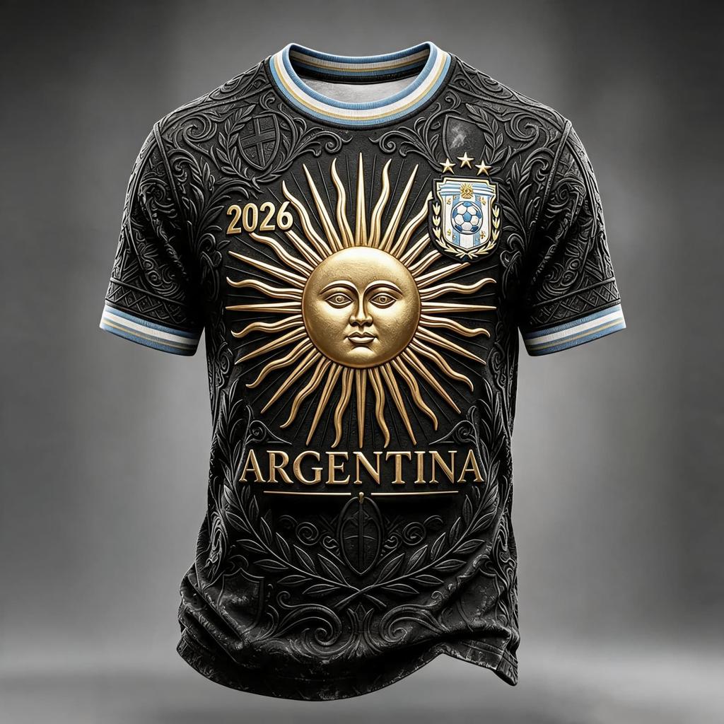 Men's Neck Short Sleeve Soccer Fan T-Shirt for Day
