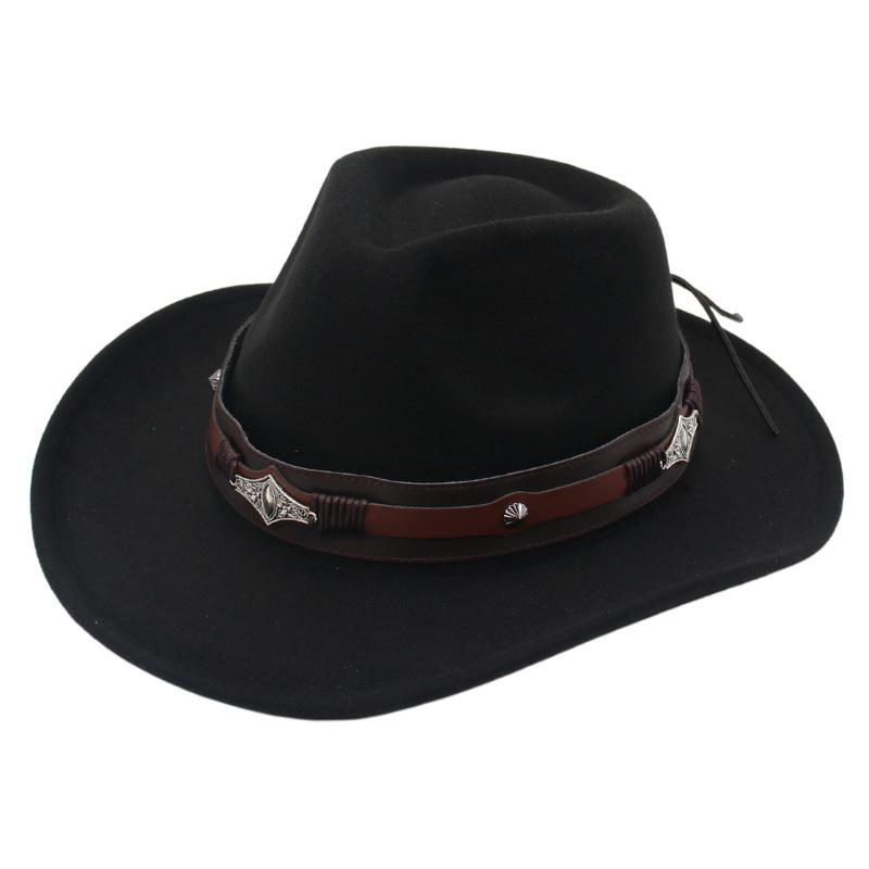 Western Cowboy Hat Dance Performance Jazz Hat Belt Accessories Felt Hat Studio Couple Hat