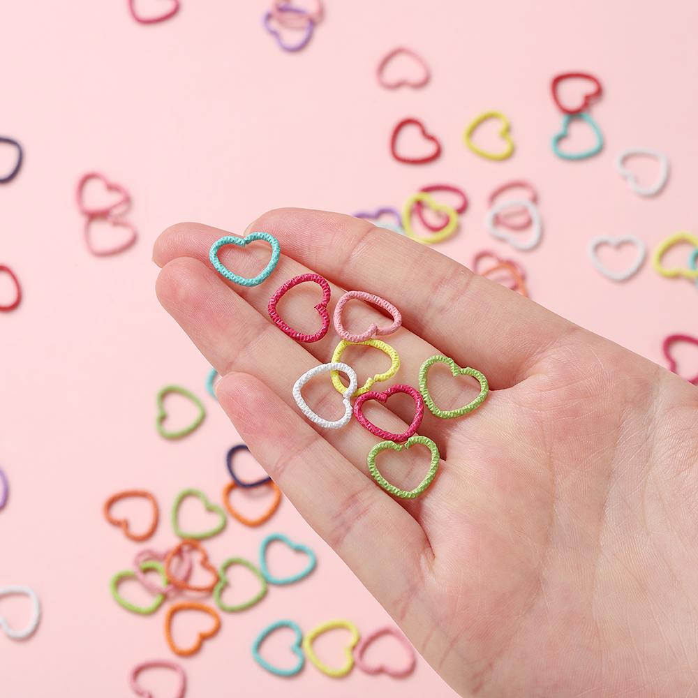 50pcs/lot Colorful 14mm Heart Jump Rings Open Split Rings Jump Rings Connector For Diy Jewelry Makings Findings Supplies