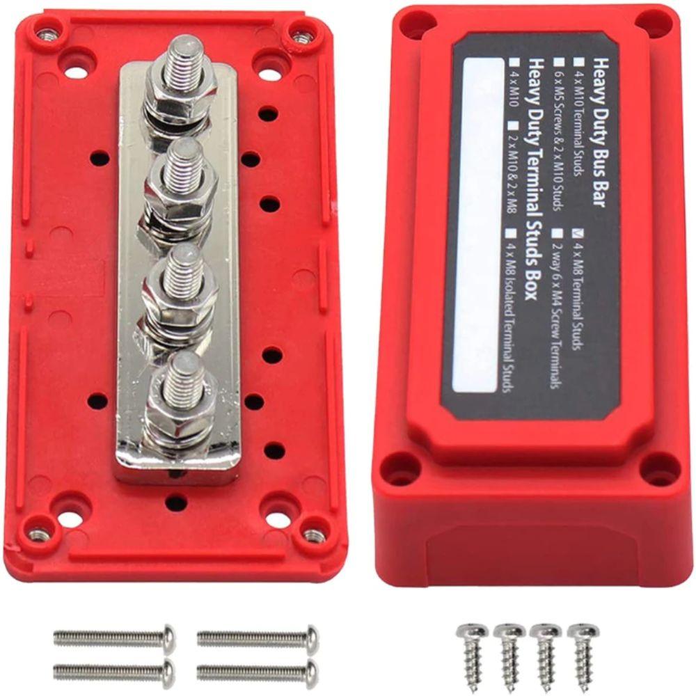 Heavy-Duty Modular Design DC 48v Distribution Block 4 Terminal Studs Power Distribution Block  RV