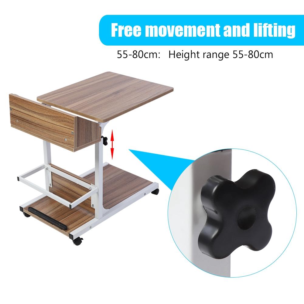 Birou portabil multifuncțional detașabil pentru laptop cu roți, sertar, canapea, cărți, stejar antic