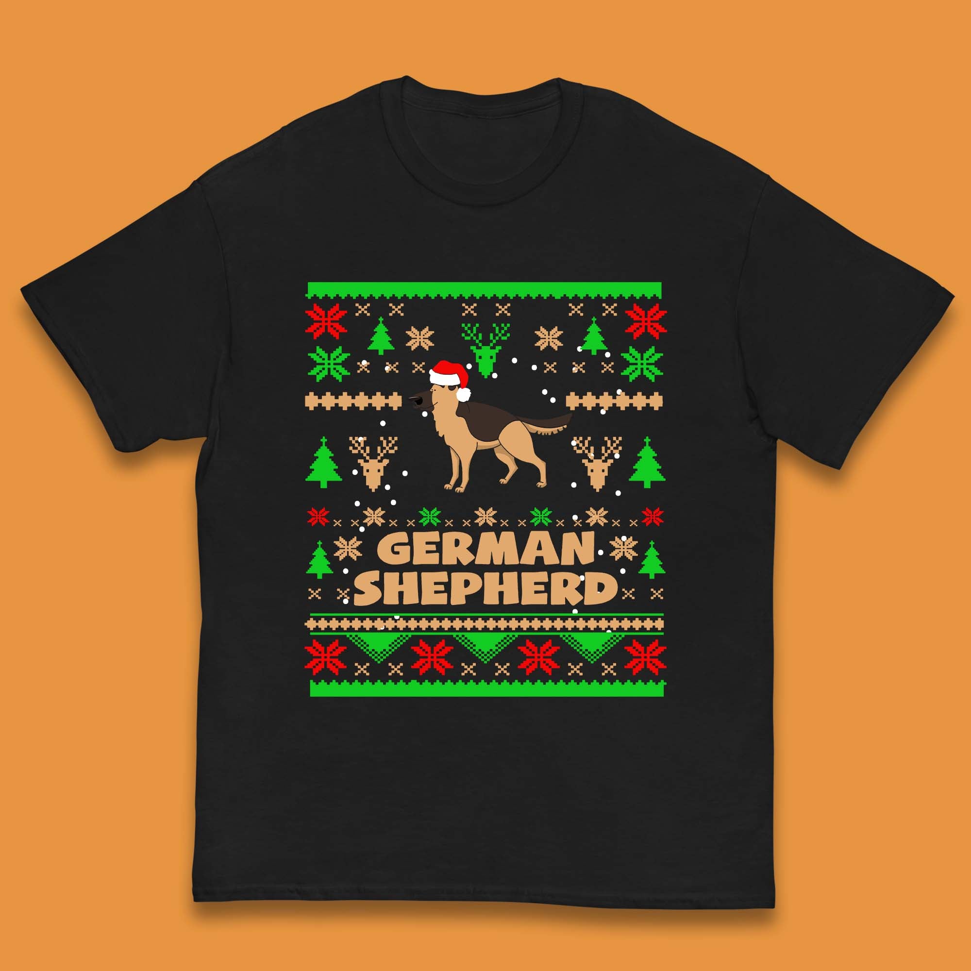 German Shepherd Dog Christmas Kids T-Shirt 100