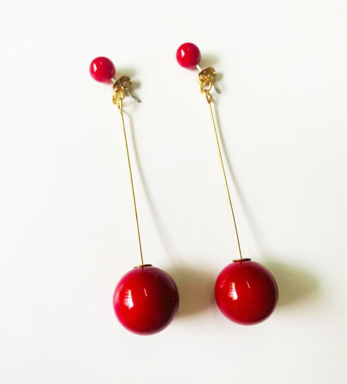 Korean Black Velvet Ball Drop Earrings - Elegant Autumn/Winter Style for Women