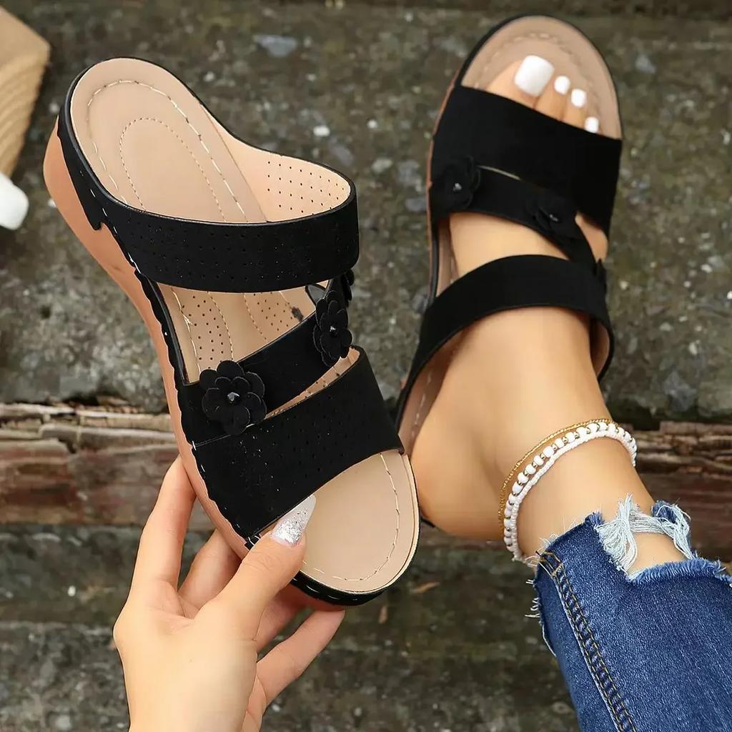 Summer Women Wedge Sandals Premium Orthopedic Open Toe Slippers Vintage Anti-Slip Leather Casual Female Platform Retro Shoes