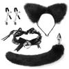 VaHppy SM  Sex Toy Sets role-playing Fox 5pcs/lot Plush Anal Plug Tail Bell Collar Mouth Plugs White/Black/Pink Couple games